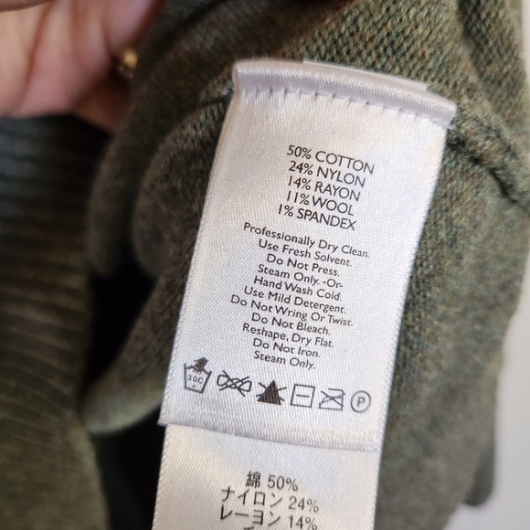 Eddie Bauer Green Shawl Collar Sweater Wool Classic Heritage Cabincore Winter - Picture 8 of 11